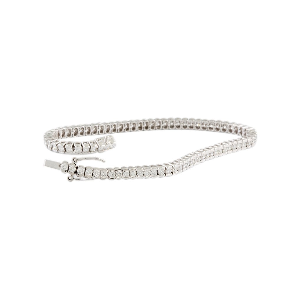 9ct White Gold Diamond Tennis Bracelet 2.30ct