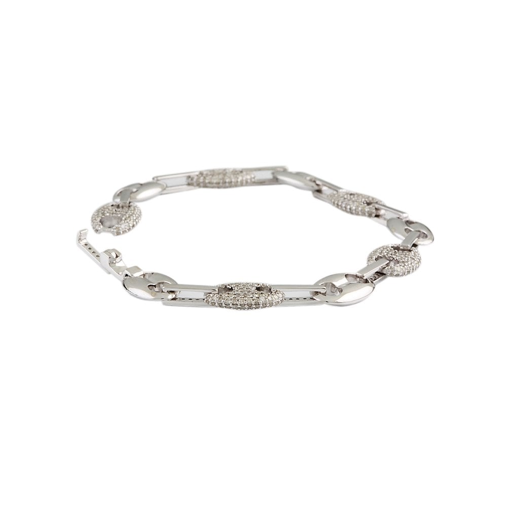 9ct White Gold Diamond Set Fancy Link Bracelet 3.32ct