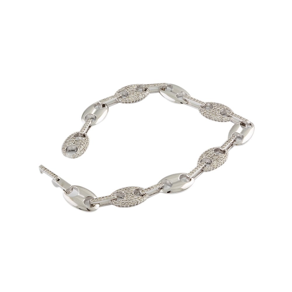 9ct White Gold Diamond Set Fancy Link Bracelet 3.32ct