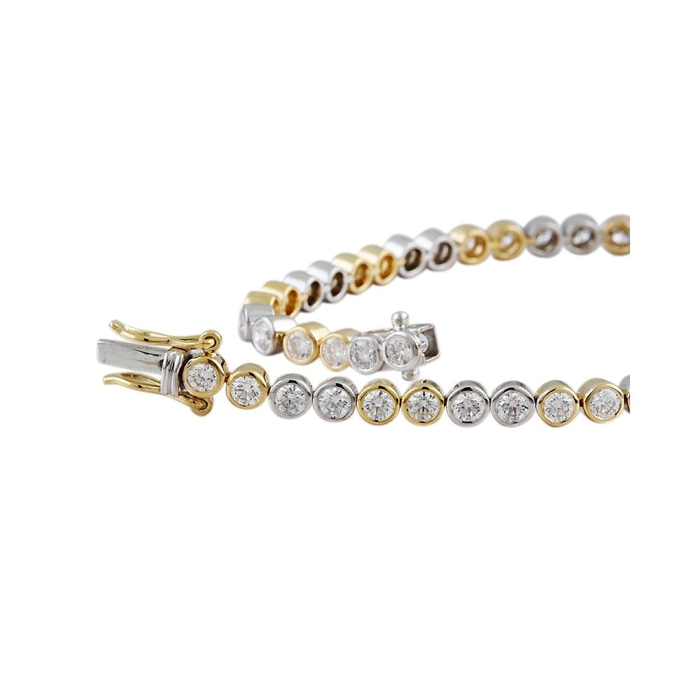 9ct Yellow And White Gold Diamond Tennis Bracelet 3.36ct