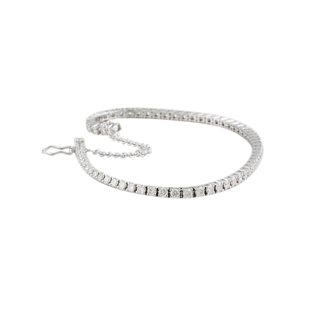 9ct White Gold Diamond Tennis Bracelet 4.09ct