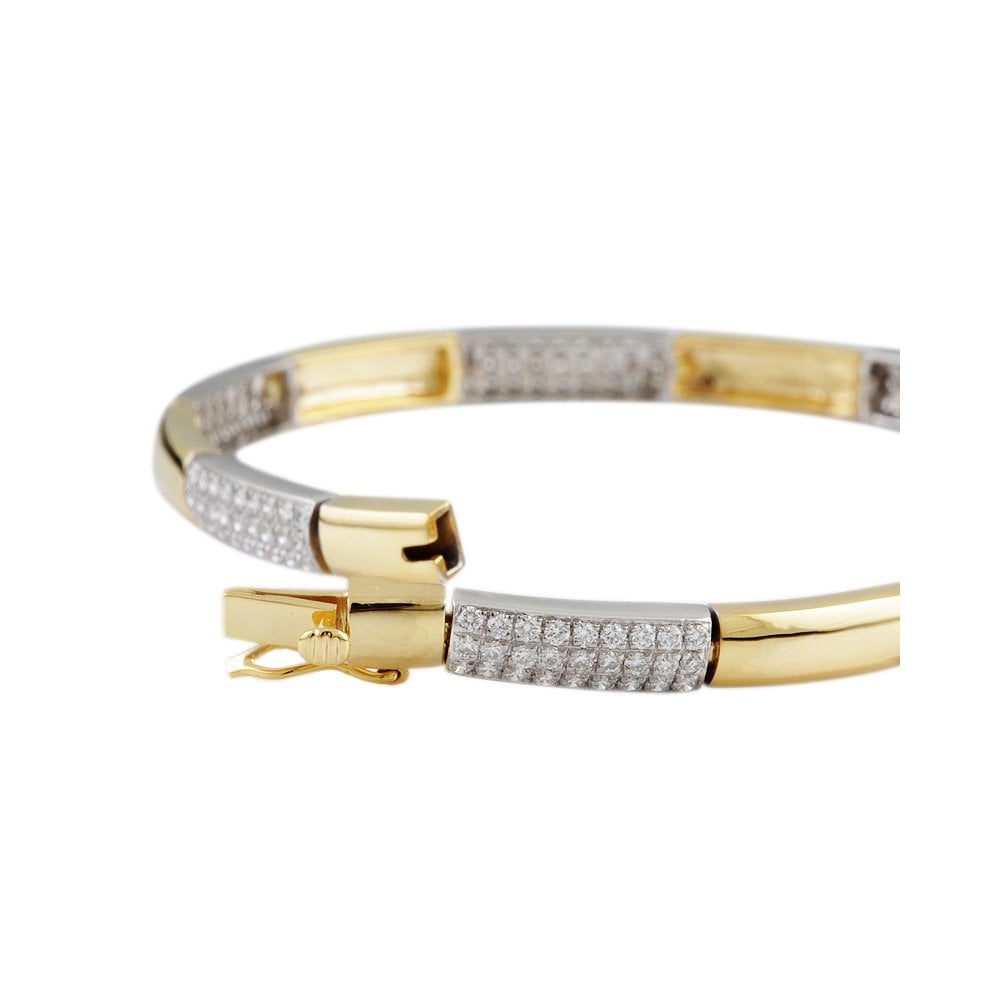 9ct Yellow And White Gold Alternating Section Diamond Bracelet 2.03ct