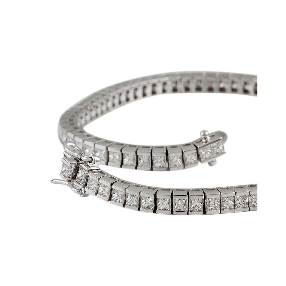 9ct White Gold Diamond Line Bracelet 6.09ct