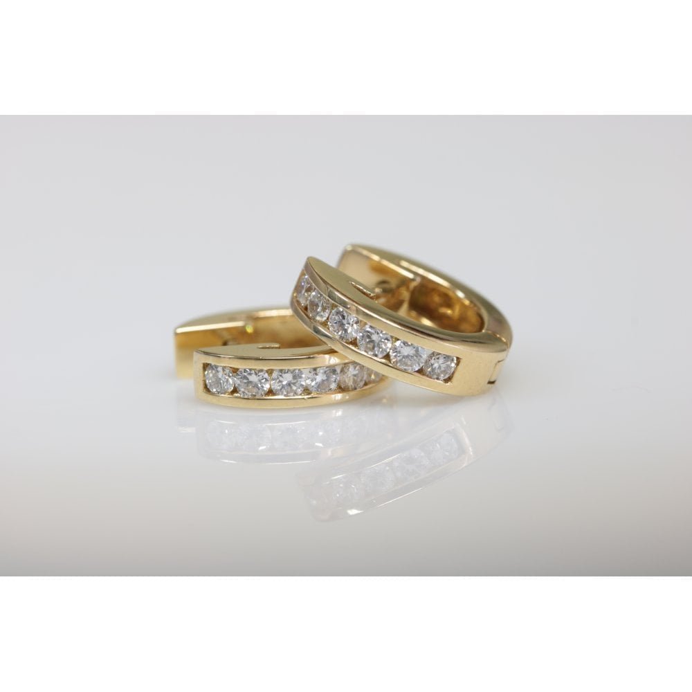 18ct Yellow Gold Diamond Set Huggie Style Earrings