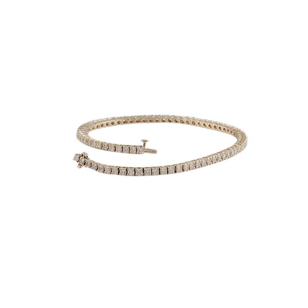 9ct Yellow Gold Diamond Tennis Bracelet 3.38ct