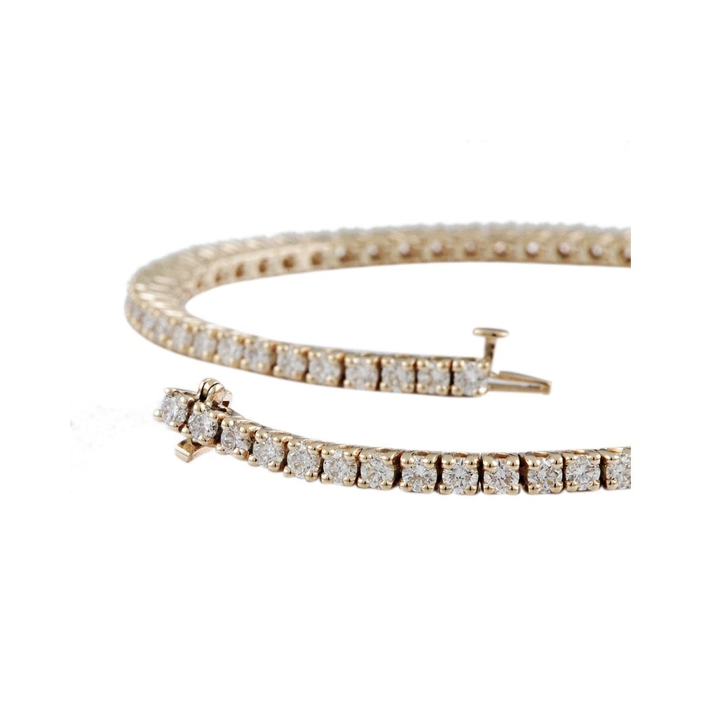 9ct Yellow Gold Diamond Tennis Bracelet 3.38ct