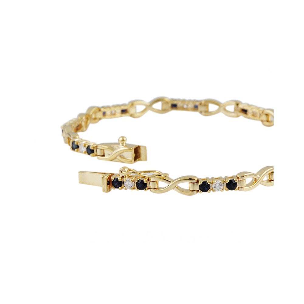 9ct Yellow Gold Sapphire 1.47ct And Diamond 0.53ct Kiss Link Bracelet