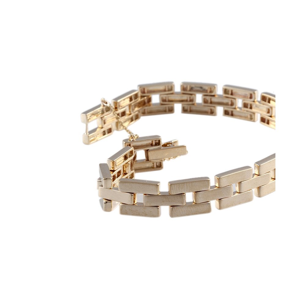 9ct Yellow Gold Open Square Link And Bar Bracelet