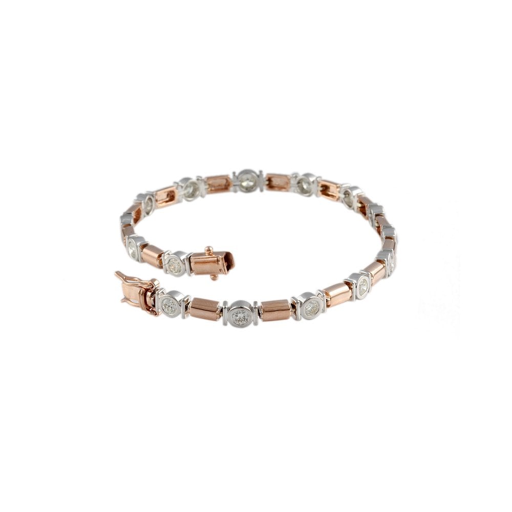 9ct Rose And White Gold Diamond Link Bracelet 2.03ct