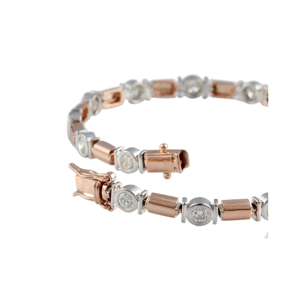 9ct Rose And White Gold Diamond Link Bracelet 2.03ct
