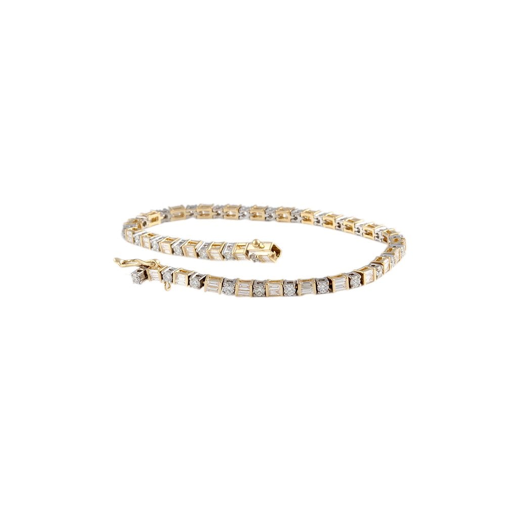 9ct Yellow And White Gold Mixed Cut Diamond Bracelet 3.23ct