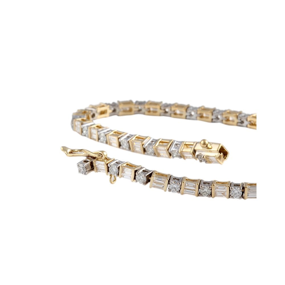 9ct Yellow And White Gold Mixed Cut Diamond Bracelet 3.23ct