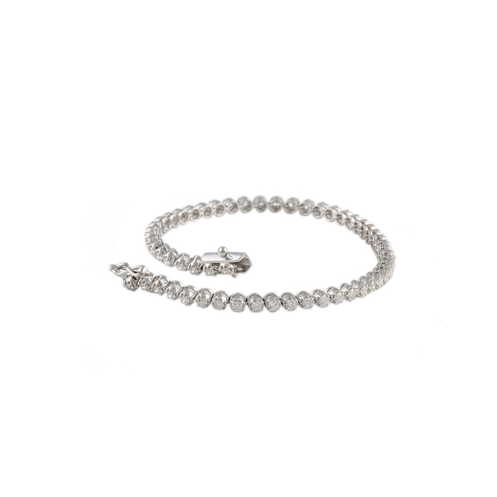 9ct White Gold Diamond Tennis Bracelet 2.14ct