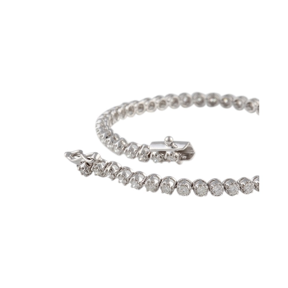 9ct White Gold Diamond Tennis Bracelet 2.14ct