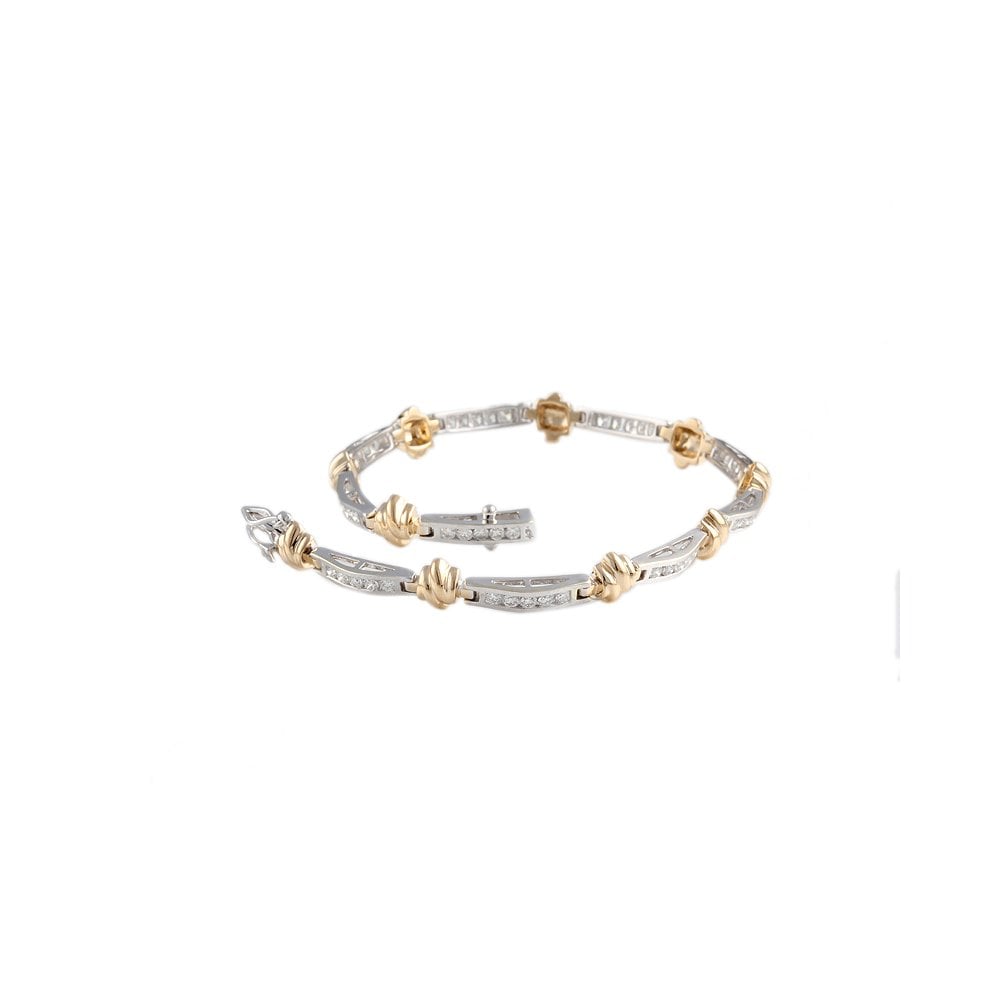 9ct White And Yellow Gold Diamond Set Fancy Link Bracelet 1.43ct