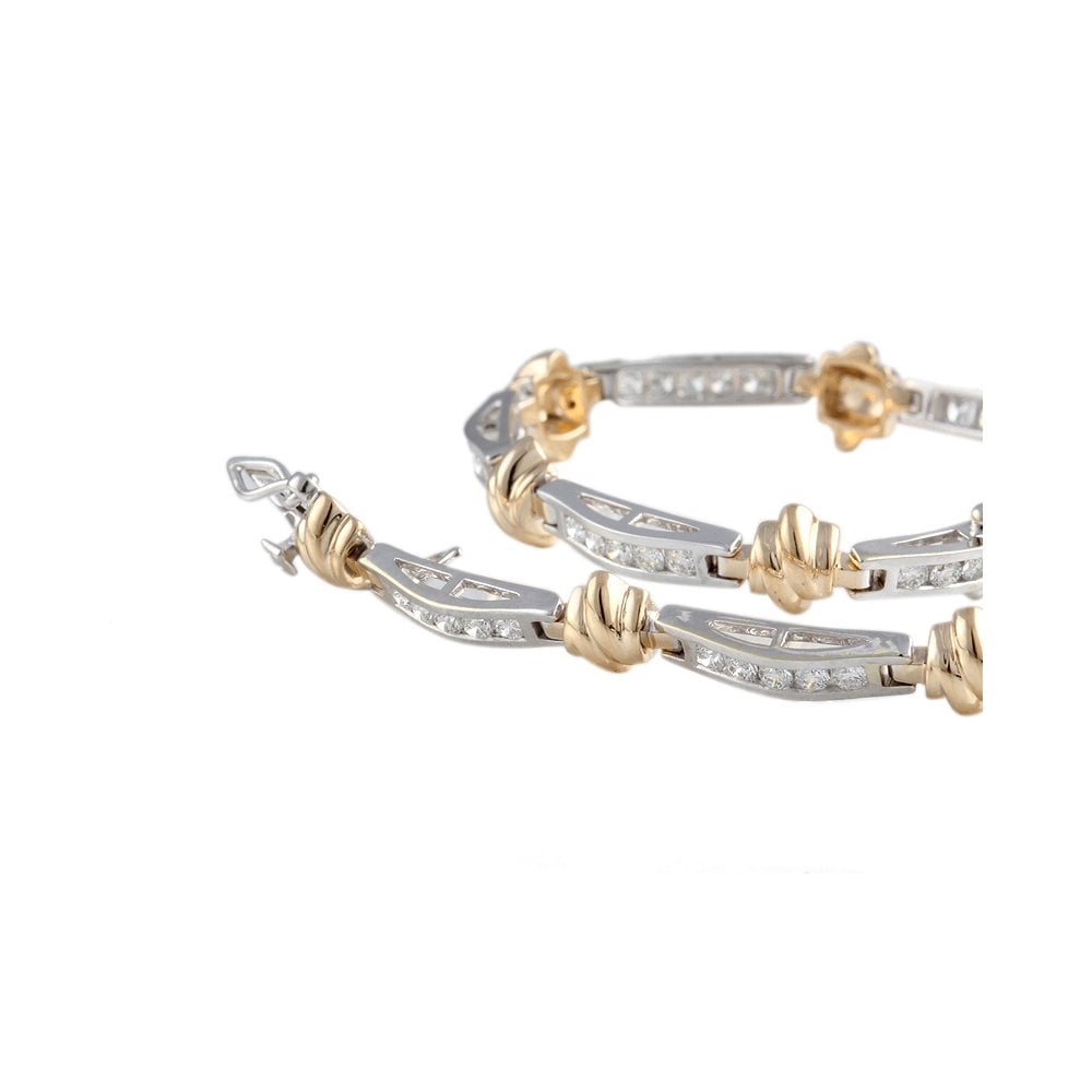 9ct White And Yellow Gold Diamond Set Fancy Link Bracelet 1.43ct