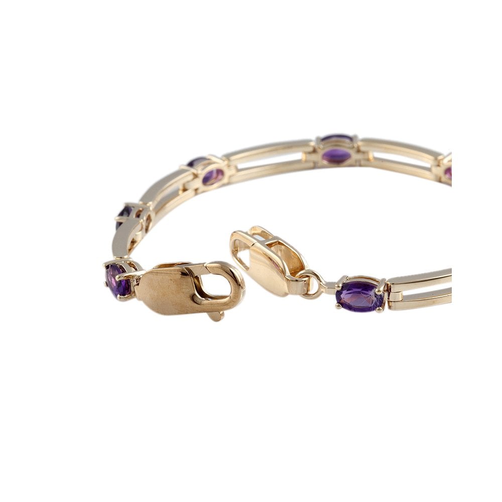 9ct Yellow Gold Amethyst Line Bracelet 3.51ct