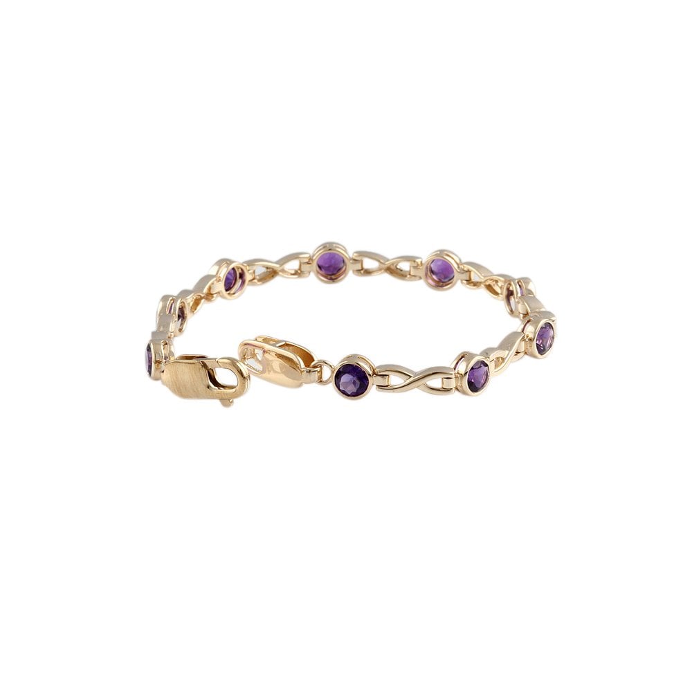 9ct Yellow Gold Amethyst 4.13ct Line Bracelet