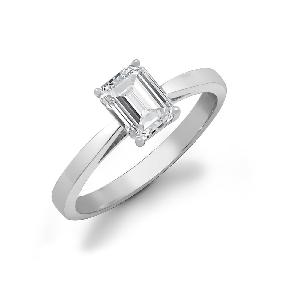 Platinum 30pts Emerald Cut Solitaire Diamond Ring
