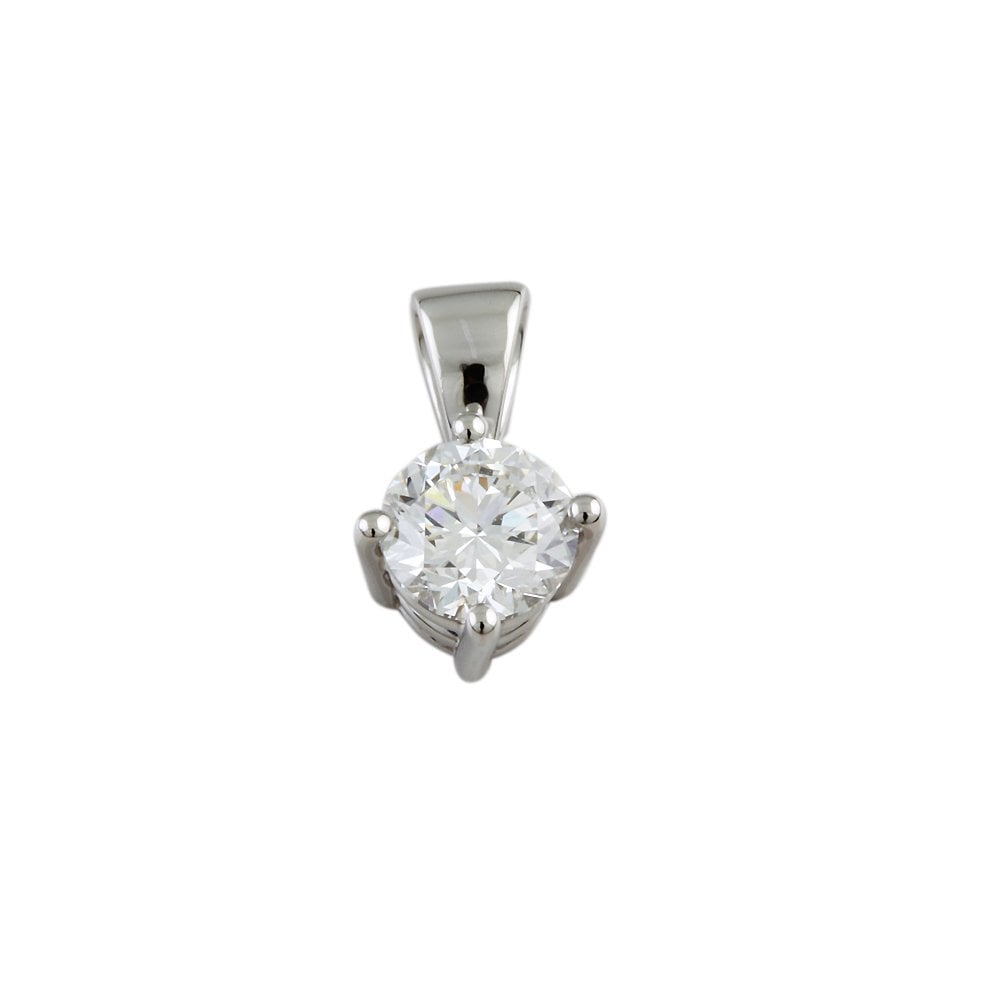 9ct White Gold 0.70ct Round Brilliant Cut Diamond Solitaire Pendant