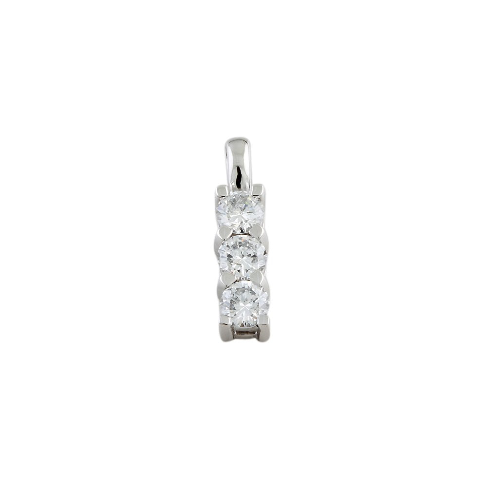 9ct White Gold 0.75ct Round Brilliant Cut Diamond Three Stone Pendant
