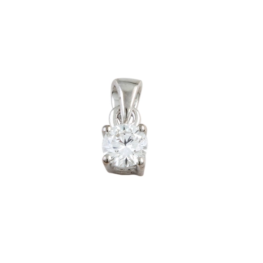 9ct White Gold 0.25ct Round Brilliant Cut Diamond Solitaire Pendant