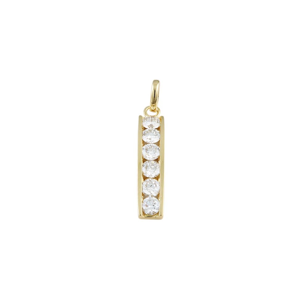 9ct Yellow Gold 1.25ct Round Brilliant Cut Diamonds Six Stone Pendant