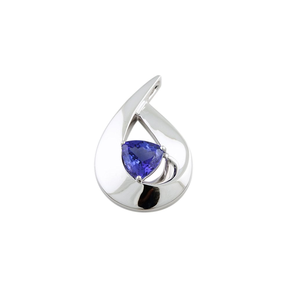 9ct White Gold 2.60ct Trillion Tanzanite Single Stone Pendant