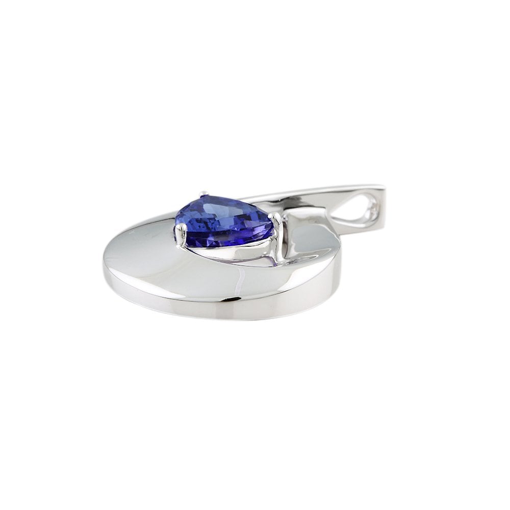9ct White Gold 2.60ct Trillion Tanzanite Single Stone Pendant
