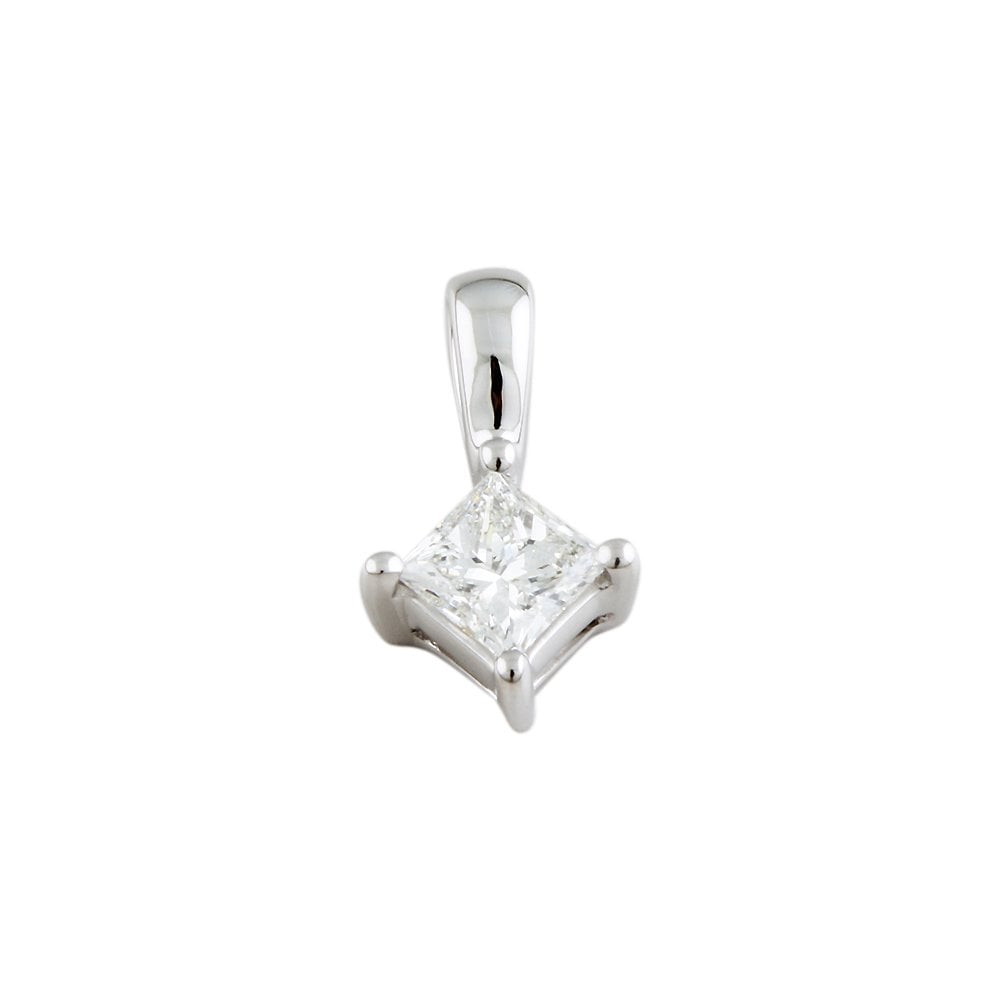 9ct White Gold 0.40ct Princess Cut Diamond Solitaire Pendant