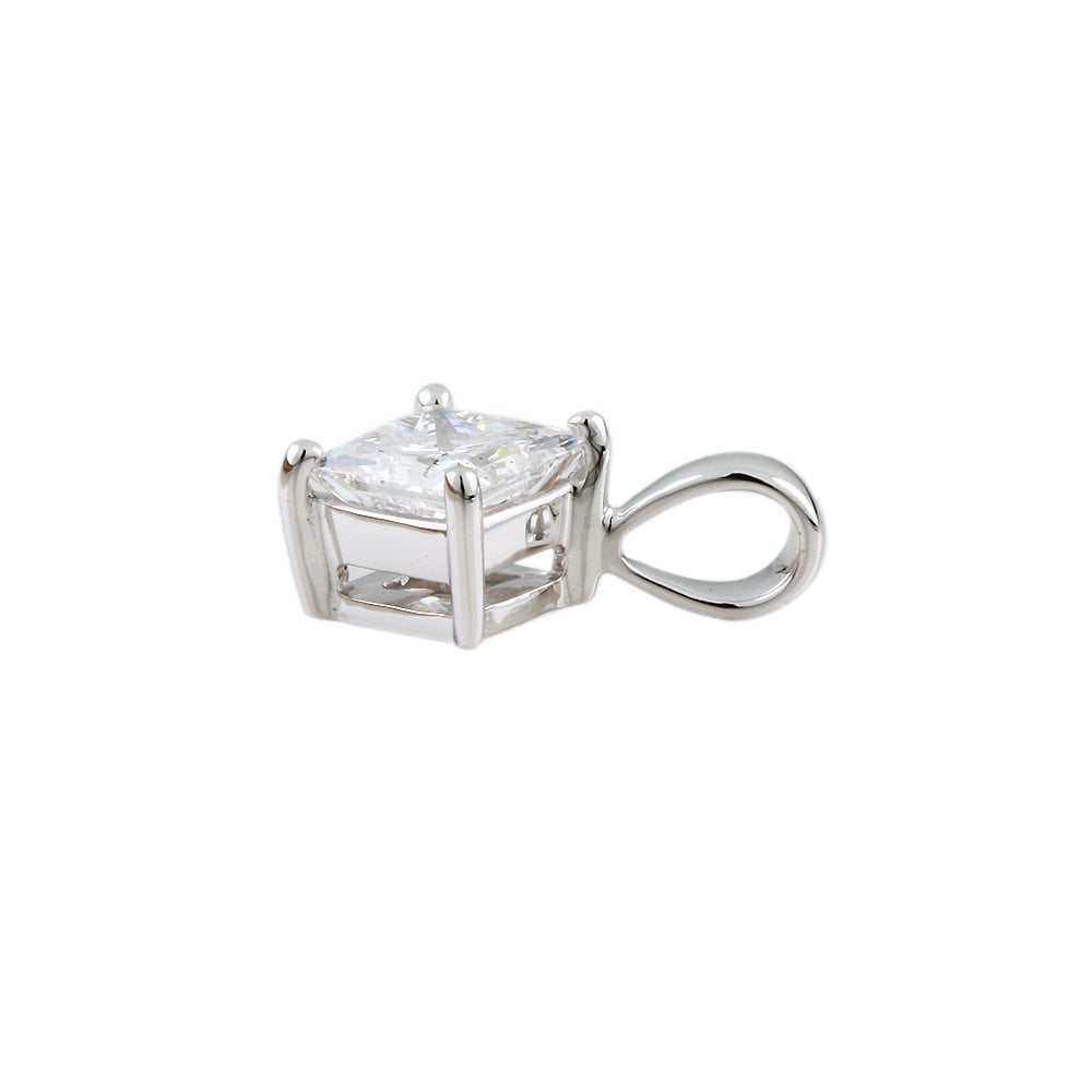 9ct White Gold 0.80ct Princess Cut Diamond Solitaire Pendant
