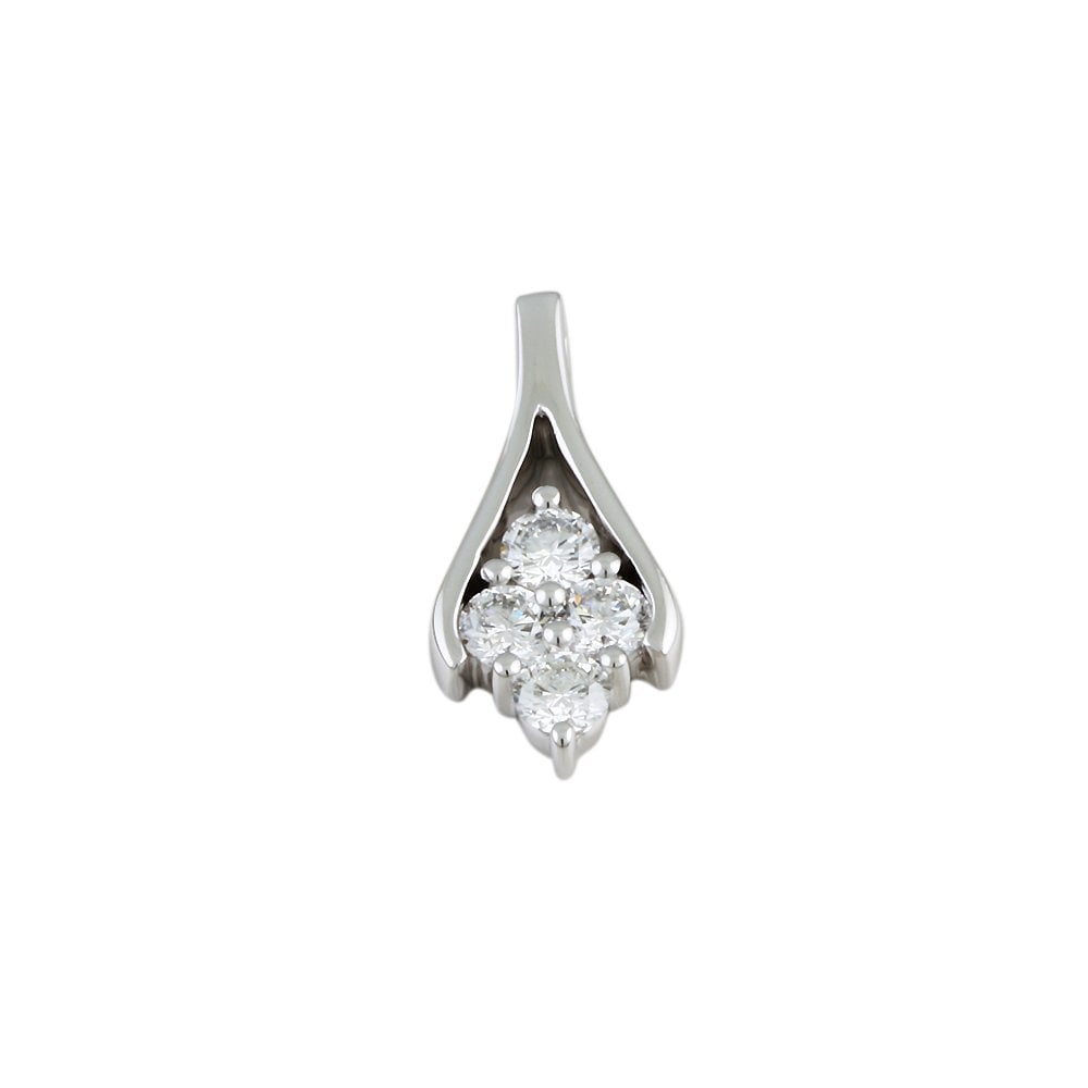 9ct White Gold 0.65ct Round Brilliant Cut Diamonds Four Stone Pendant