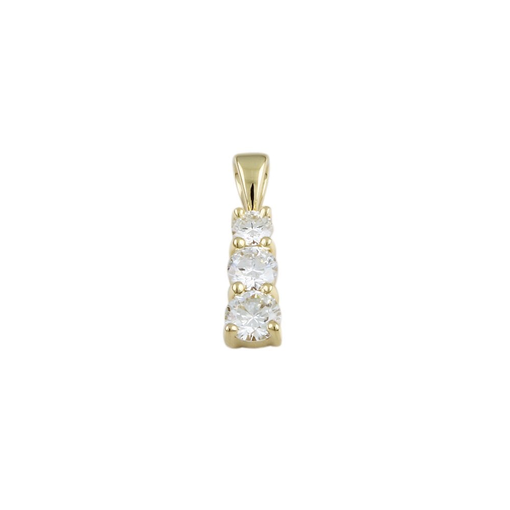 9ct Yellow Gold 0.50ct Round Brilliant Cut Diamonds Three Stone Pendant
