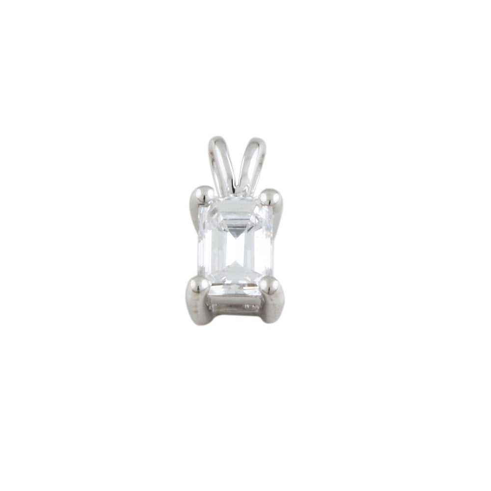 9ct White Gold 0.35ct Emerald Cut Diamond Solitaire Pendant