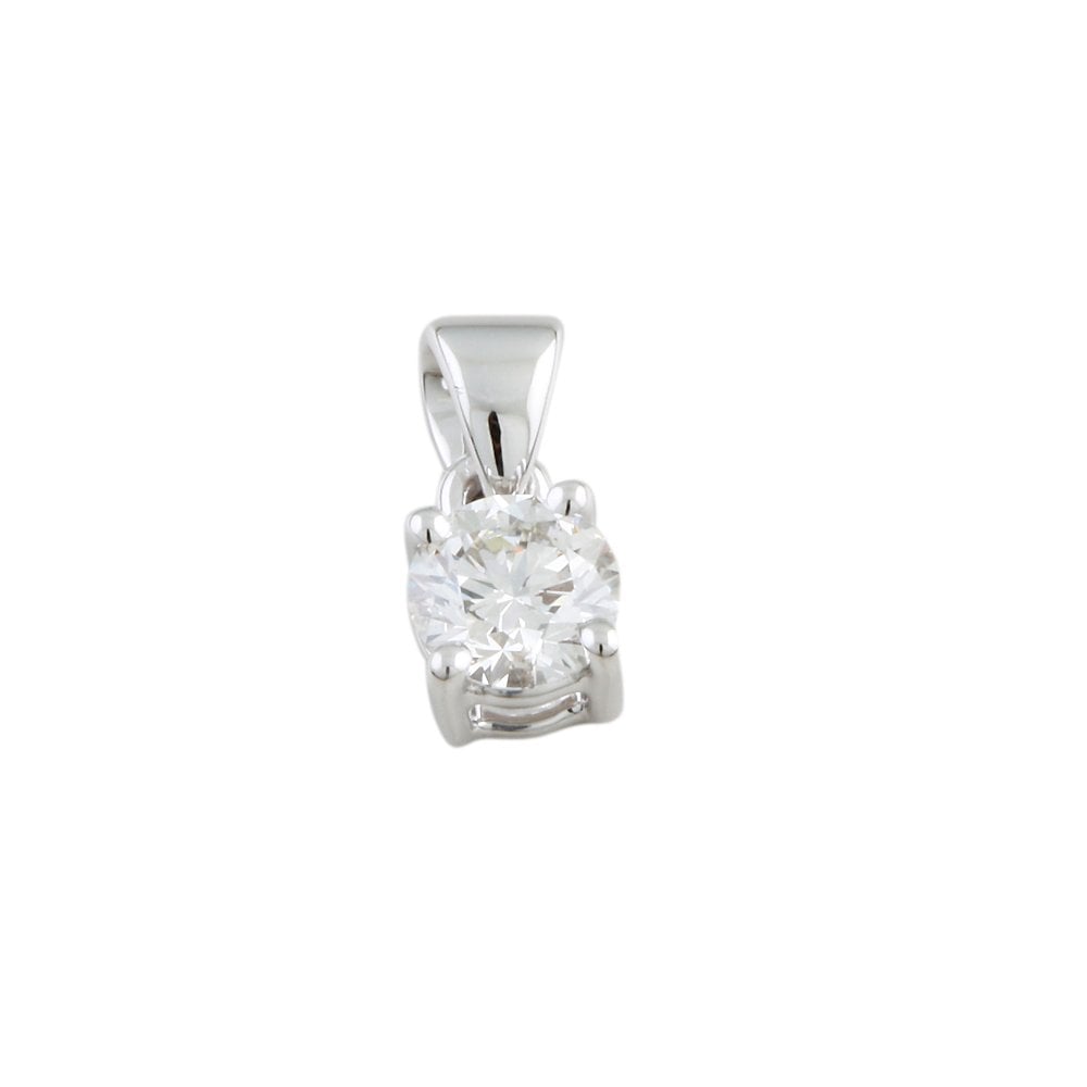 9ct White Gold 0.55ct Round Brilliant Cut Diamond Solitaire Pendant