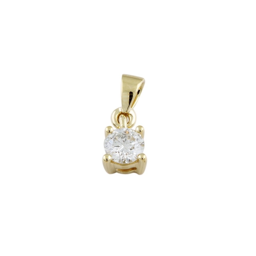 9ct Yellow Gold 0.45ct Round Brilliant Cut Diamond Solitaire Pendant