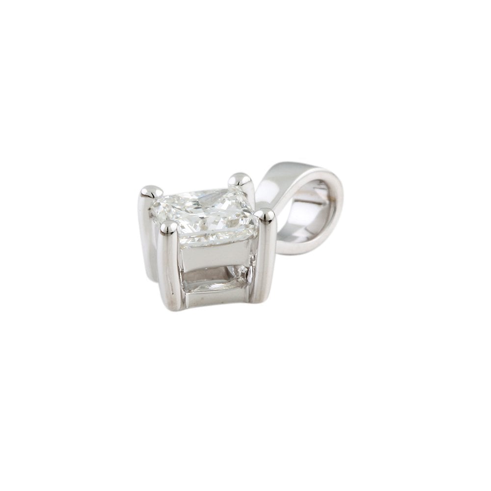 9ct White Gold 0.50ct Princess Cut Diamond Solitaire Pendant