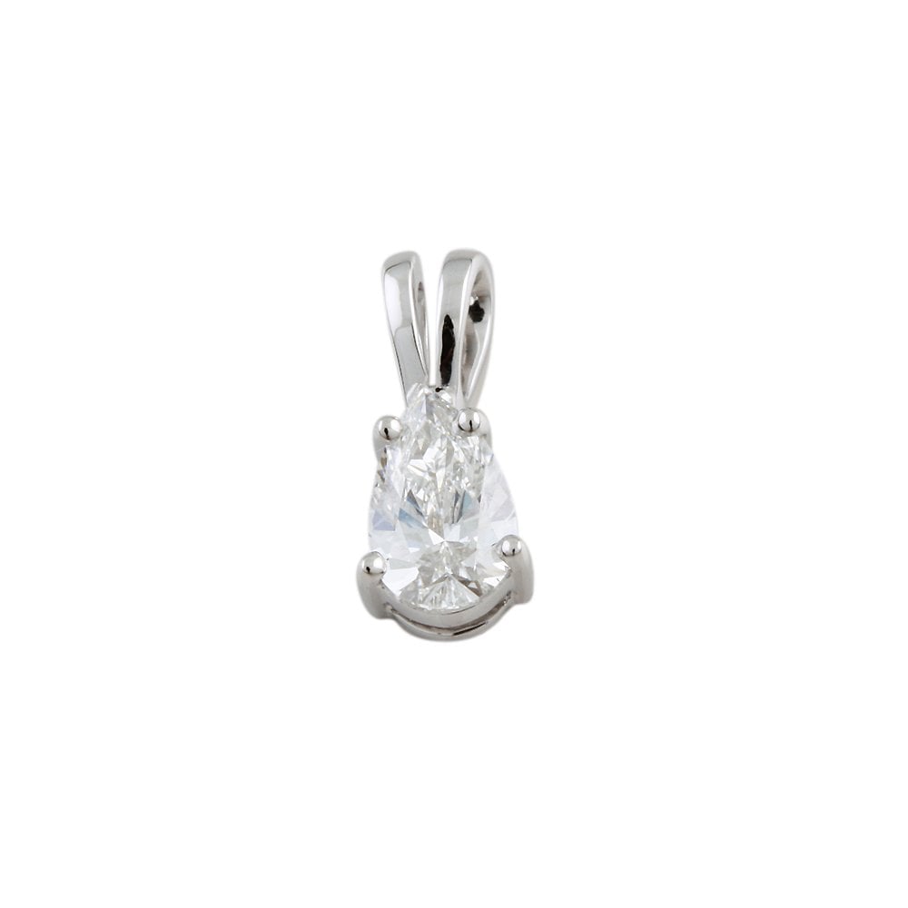 9ct White Gold 0.45ct Pear Cut Diamond Solitaire Pendant