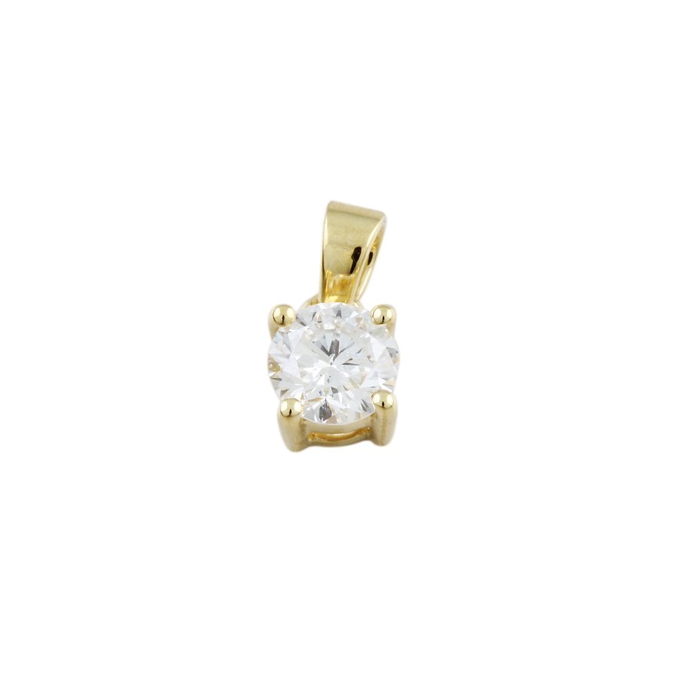 9ct Yellow Gold 0.50ct Round Brilliant Cut Diamond Solitaire Pendant