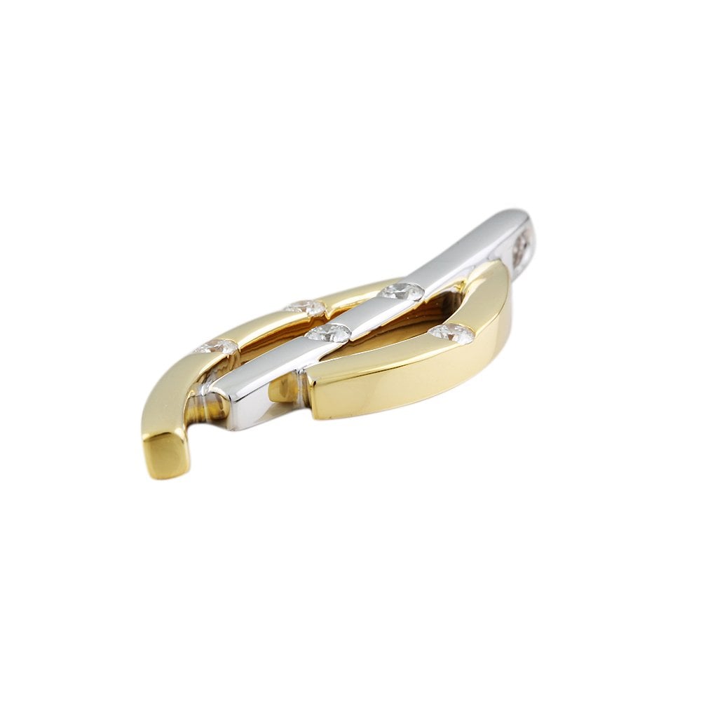 9ct Yellow and White Gold 0.20ct Round Brilliant Cut Diamonds Three Prong Pendant