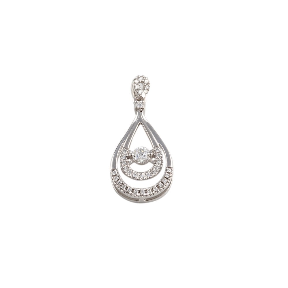 9ct White Gold 0.35ct Round Brilliant Cut Diamonds Drop Pendant