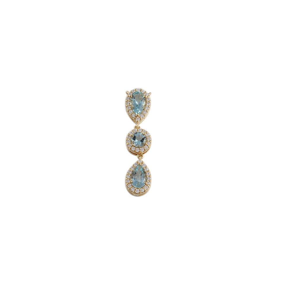 9ct Yellow Gold 0.50ct Round Brilliant Cut Diamonds and 1.90ct Round/Pear Aquamarine Pendant