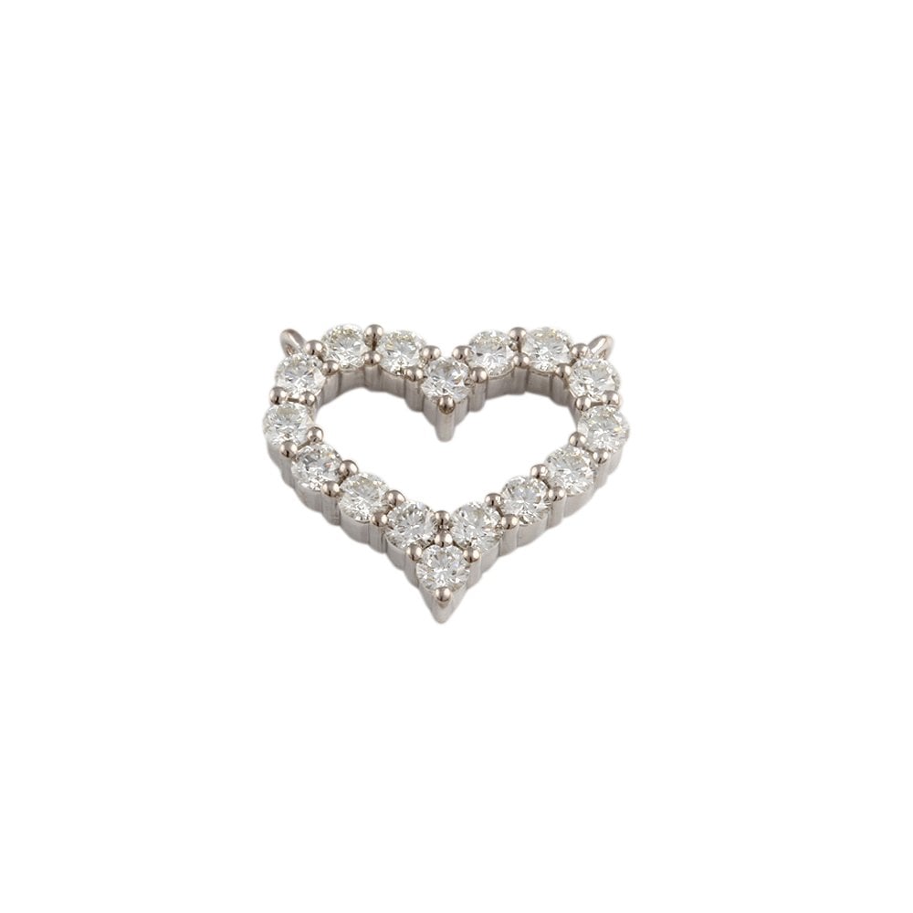 9ct White Gold 1.00ct Round Brilliant Cut Diamonds Heart Pendant
