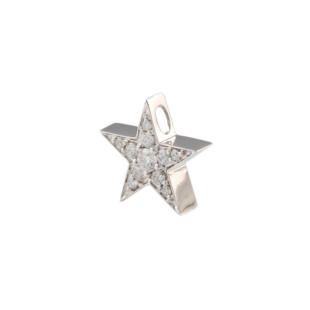 9ct White Gold Diamond Set Star Pendant 0.27ct