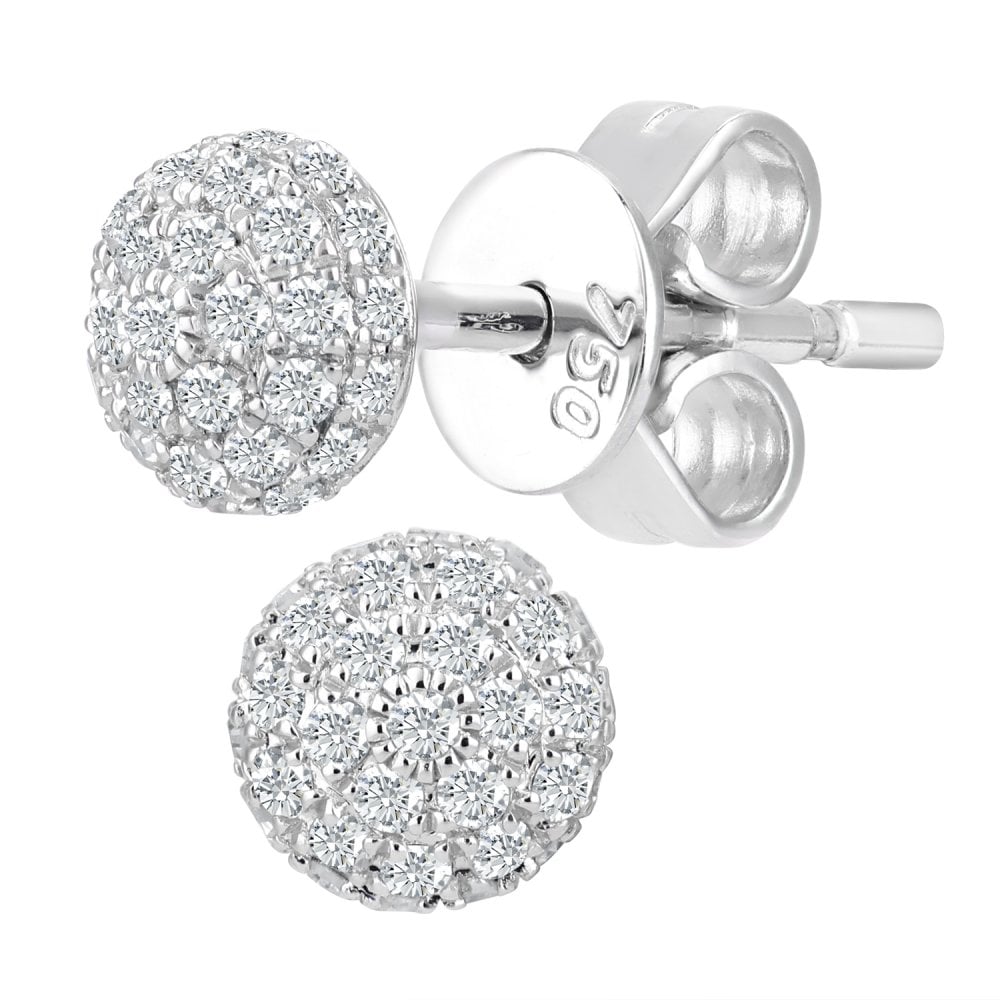 SPARKLD 18ct White Gold 0.10ct Diamond Cluster Stud Earrings