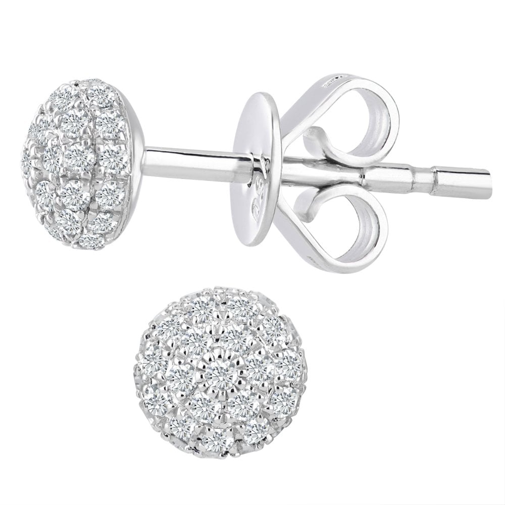 SPARKLD 18ct White Gold 0.10ct Diamond Cluster Stud Earrings