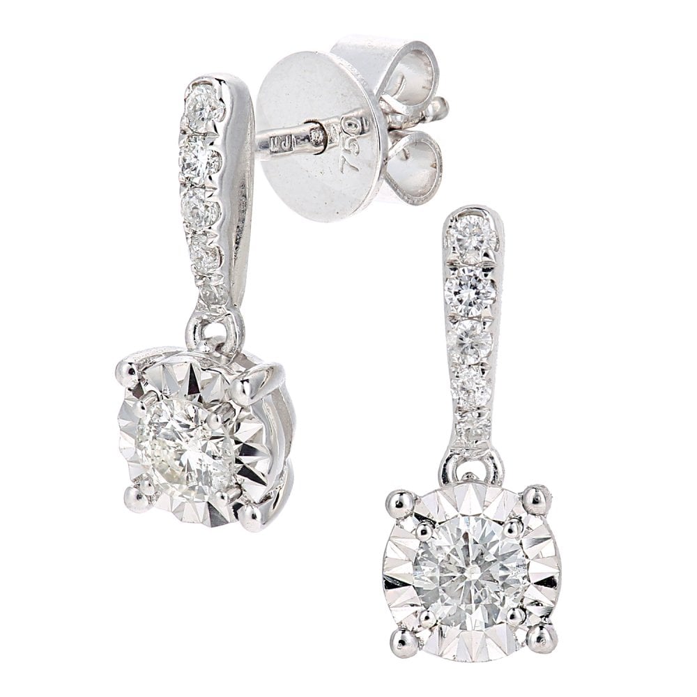 SPARKLD 18ct White Gold 0.34ct Diamond Solitaire Drop Earrings