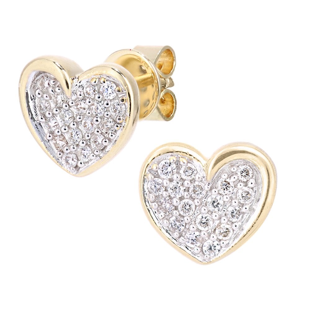 SPARKLD 18ct Yellow Gold 0.20ct Diamond Heart Stud Earrings