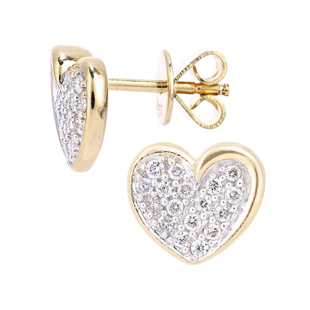 SPARKLD 18ct Yellow Gold 0.20ct Diamond Heart Stud Earrings