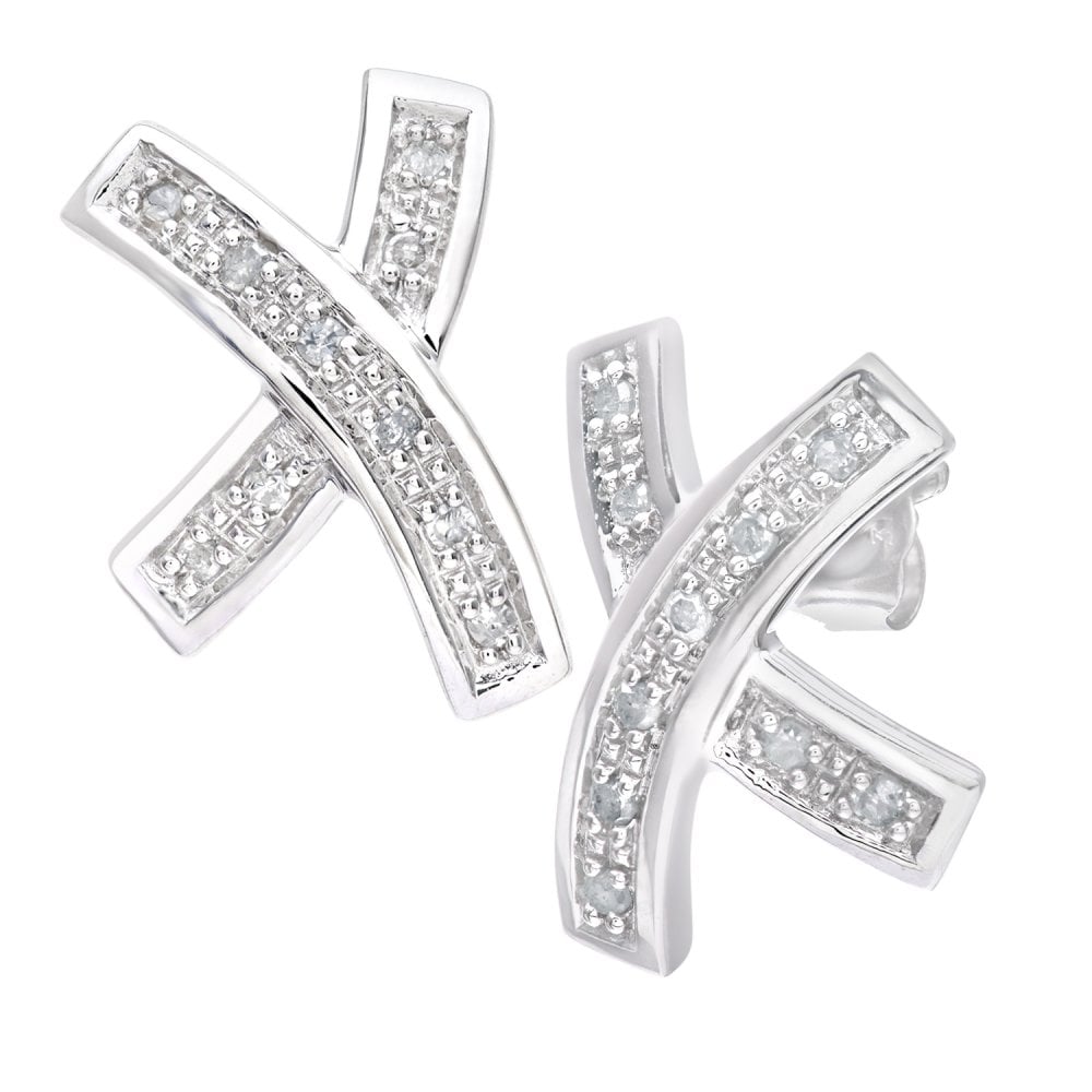 SPARKLD 9ct White Gold 0.10ct Diamond Stud Earrings